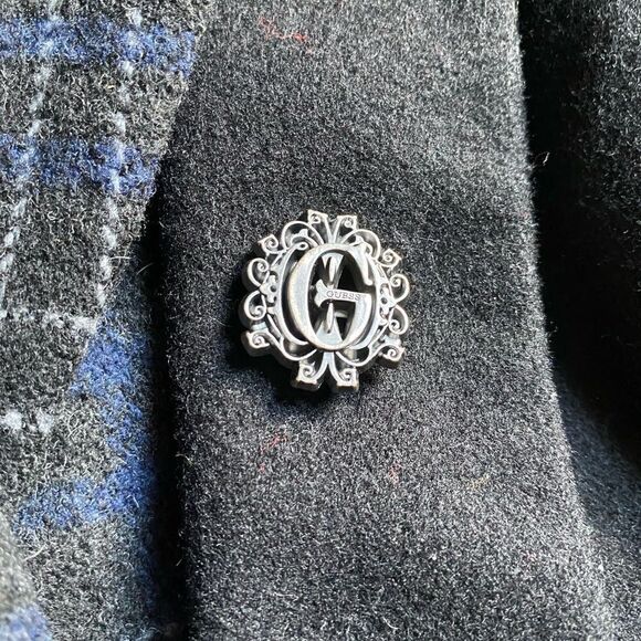 Guess Jacket Pea Coat Plaid Wool Blend Button Front Y2K Lined Women’s Sz Medium - Picture 7 of 15